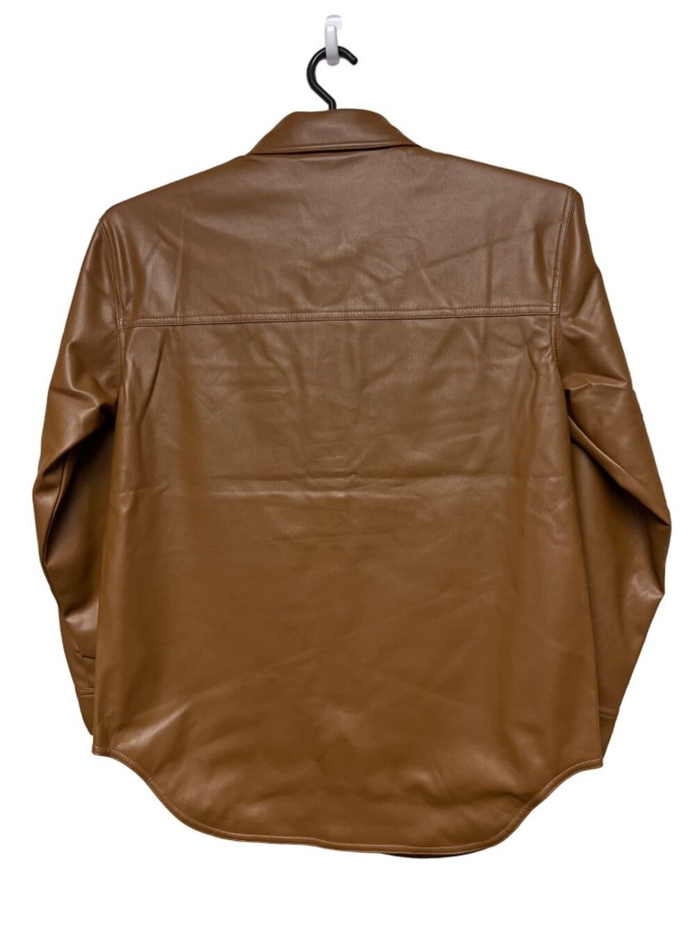 Good American Better Than Leather Shacket S/M Burnt Caramel Faux Leather NWT - Picture 5 of 11